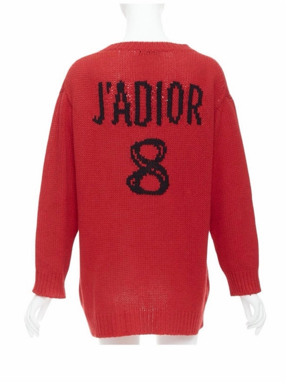 CHRISTIAN DIOR 100% cashmere red black J'Adior 8 oversized sweater FR34 XS